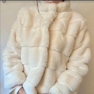 Cream off-white faux mink fur coat NWOT